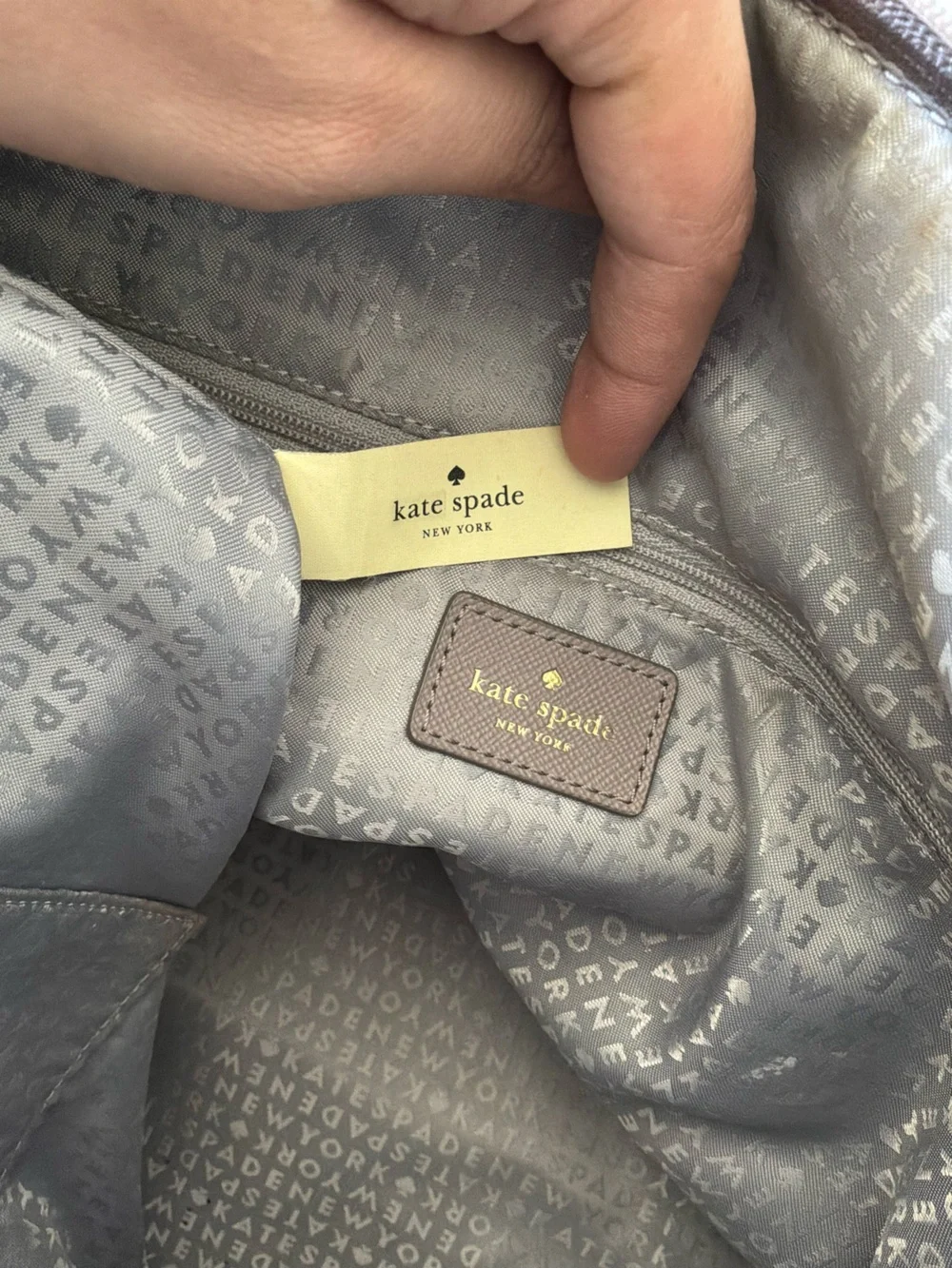 Kate Spade New York Gray Glitter Saffiano Leather Tote 3-Piece Set w/ Zip Pouch